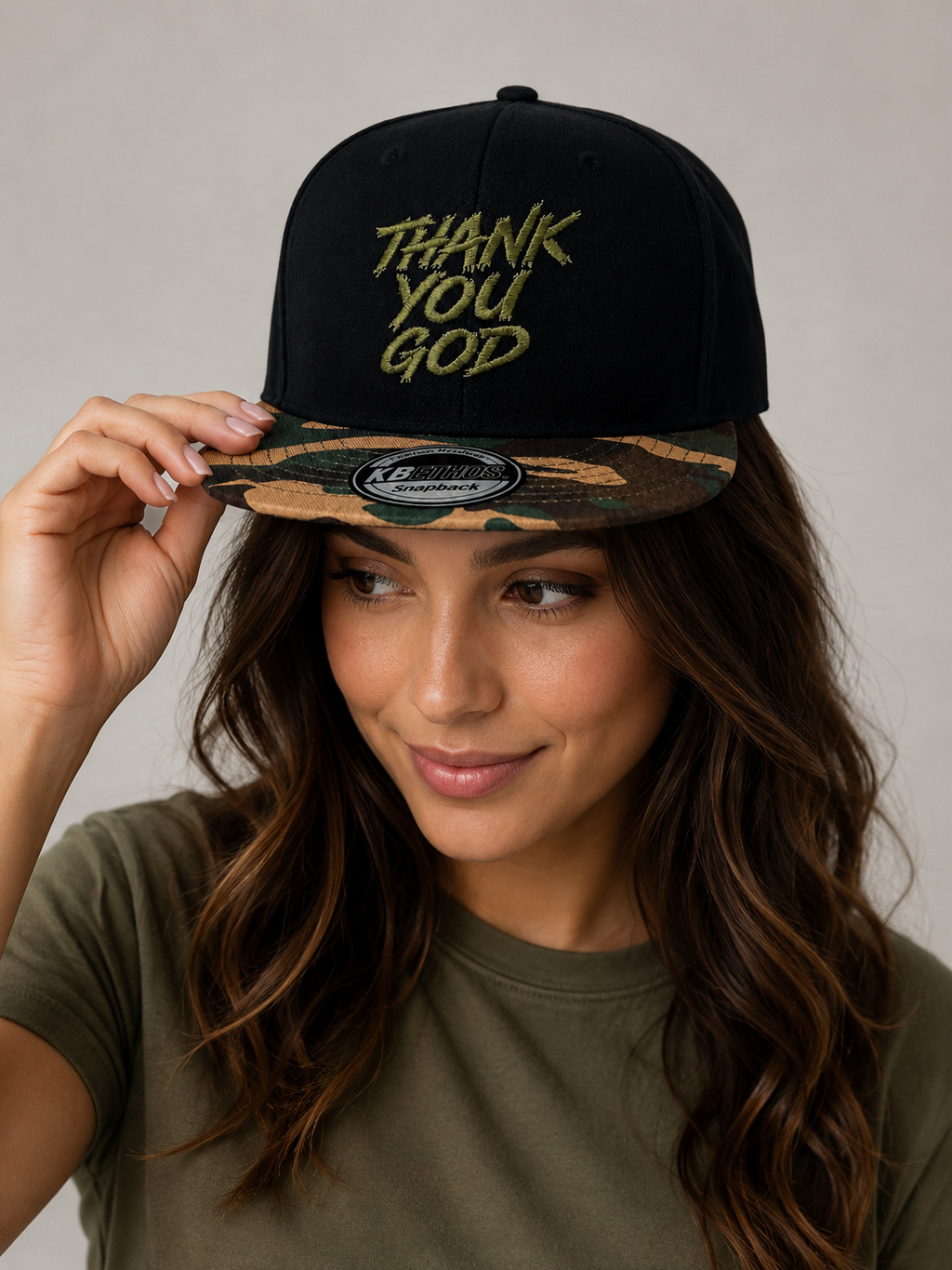 THANK YOU GOD Camo Snapback Hat