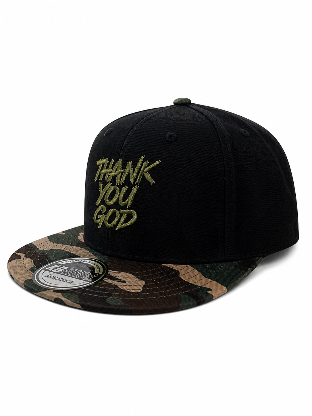 THANK YOU GOD Camo Snapback Hat